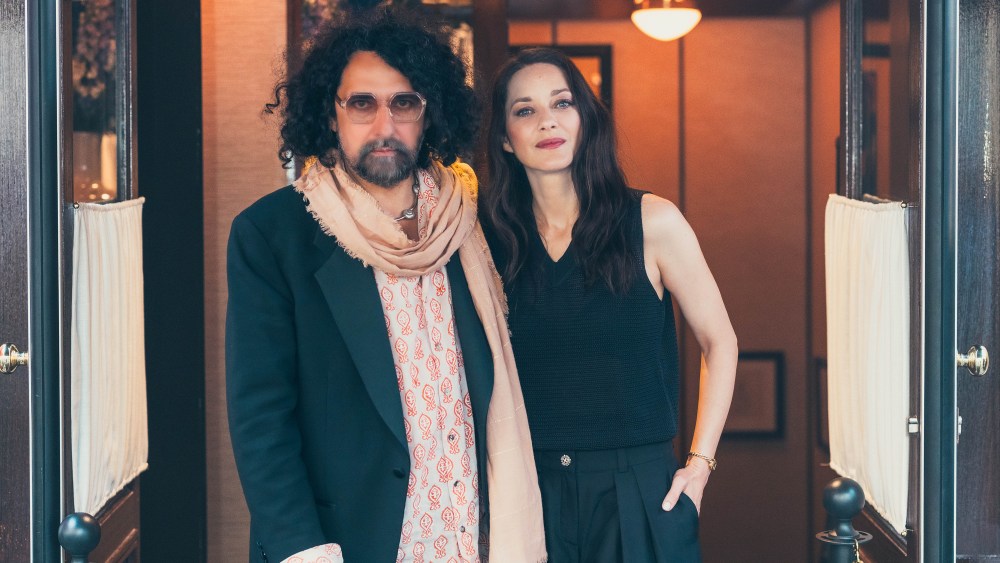 Bertrand Mandico and Marion Cotillard at the Saint-Germain-des-Prés
